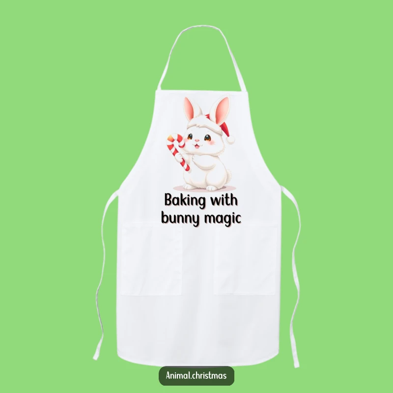 Funny Bunny With Candy Cane Apron - Festive Christmas Kitchen Accessory