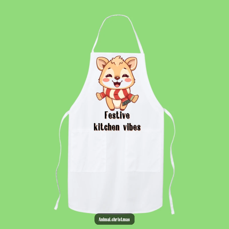 Funny Festive Animal Scarf Apron: Cook with Holiday Cheer, a Perfect Gift!