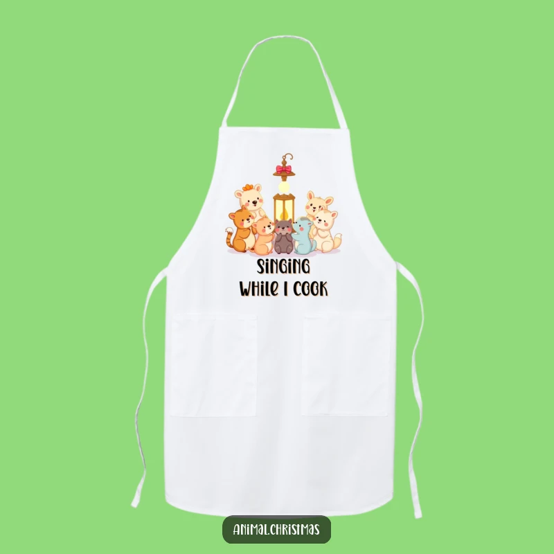 Funny Animal Carolers Apron - Festive Kitchen Wear for Holiday Baking
