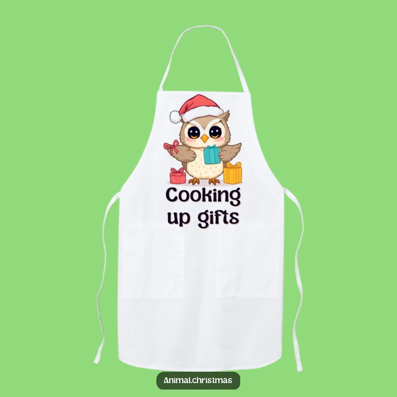 Funny Apron Cute Owl Santa Christmas Baking