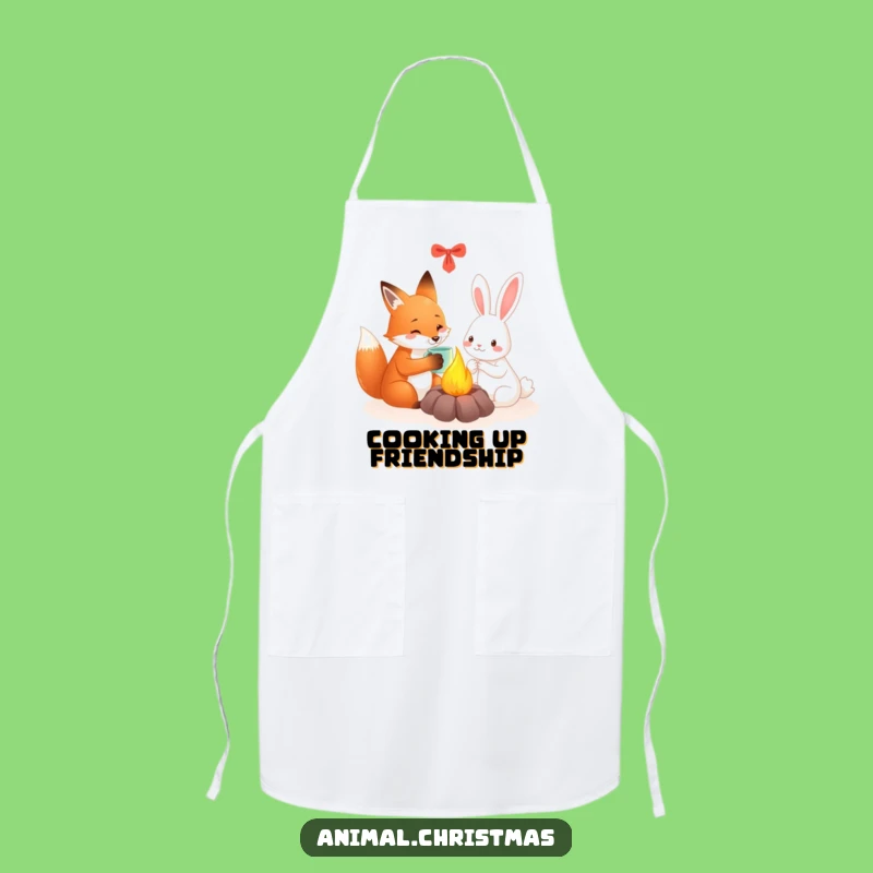 Funny Fox & Rabbit Cozy Apron - Charming Kitchen Wear for Warm Gatherings