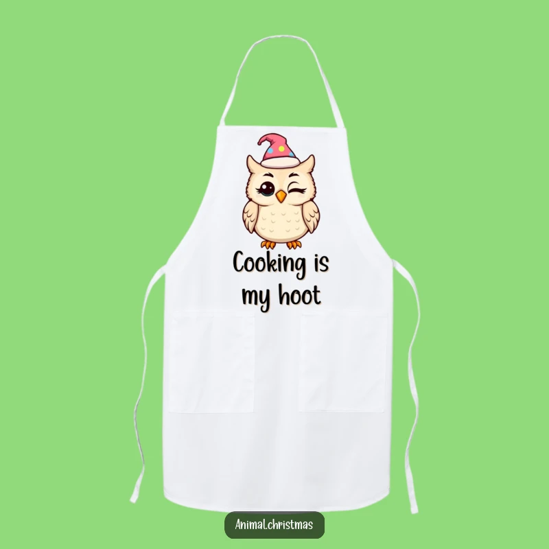 Funny Kawaii Owl Festive Hat Apron: Cook Up Laughs in the Kitchen