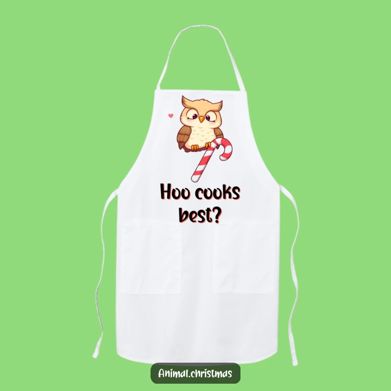 Funny Owl Candy Cane Apron: Merry Chef Owl for Funny Gift