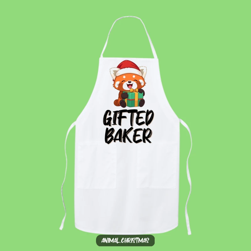 Funny Red Panda Santa Apron: Joyful Unwrapping, Kitchen Fun Gift