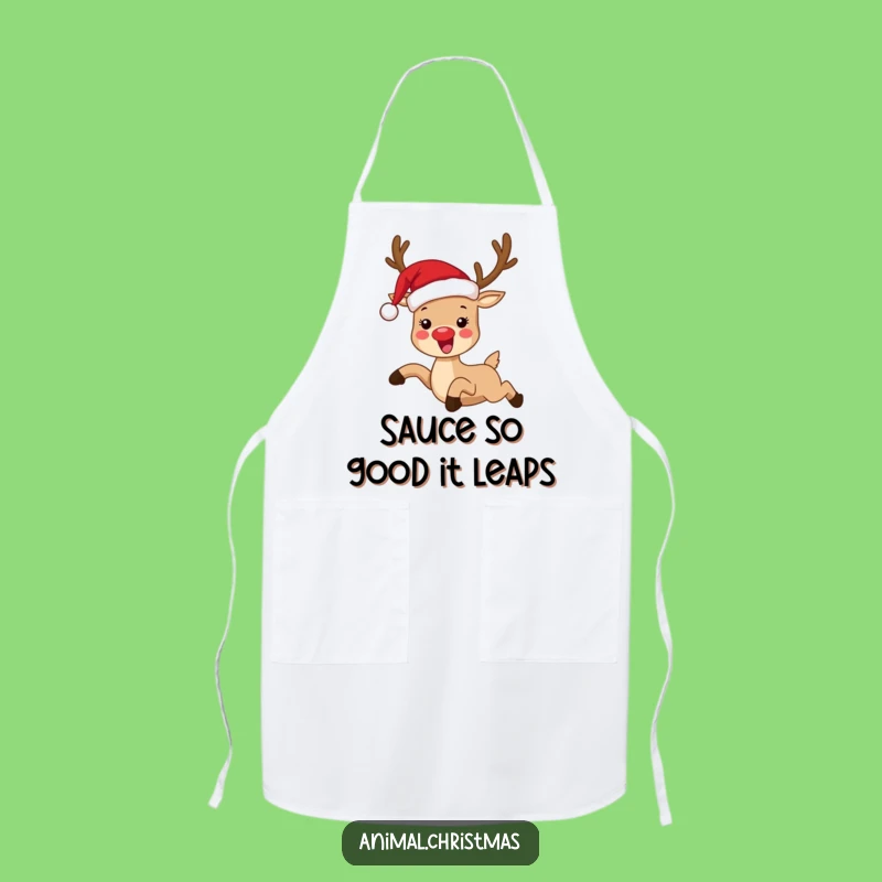 Funny Reindeer Santa Hat Apron - Hilarious Chef Gift for Holiday Cooking