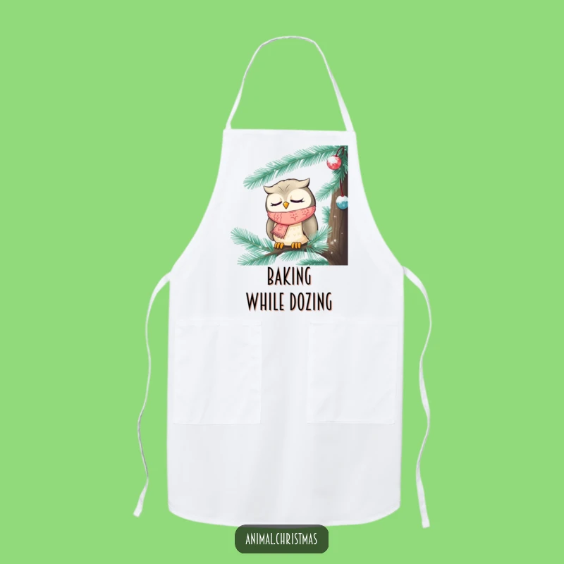 Funny Sleepy Owl Apron - Cozy Christmas Kitchen Wear