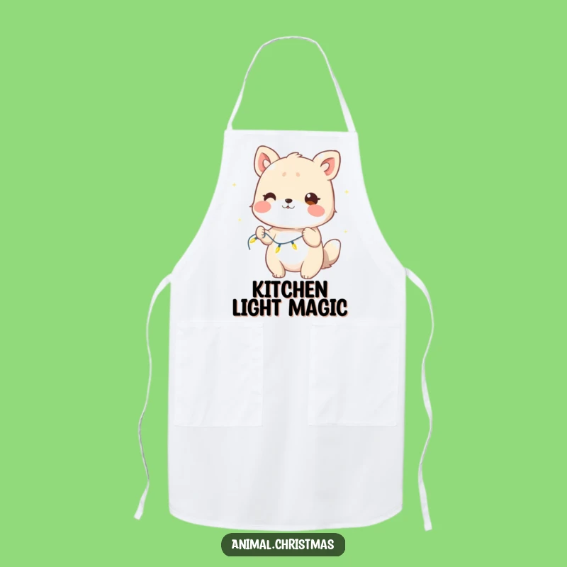 Funny Winking Animal Lights Apron: Cook with Holiday Sparkle, a Perfect Gift!