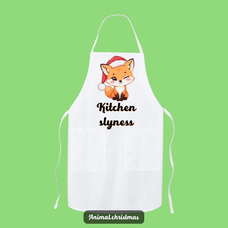 Funny Apron Sly Fox Santa Hat Christmas Baking