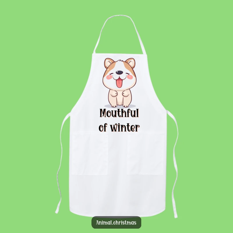 Funny Snow Catching Animal Apron: Cook with Winter Joy, a Perfect Gift!