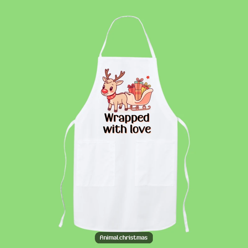 Funny Reindeer Sleigh Apron: Cook Up Holiday Fun with this Humorous Kitchen Accessory