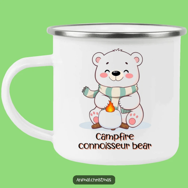 Funny Polar Bear Camping Mug - Festive Marshmallow Roasting Adventure