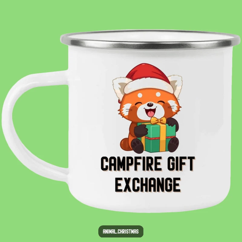 Funny Red Panda Santa Camping Mug: Gift Unwrapping, Outdoor Holiday Gift