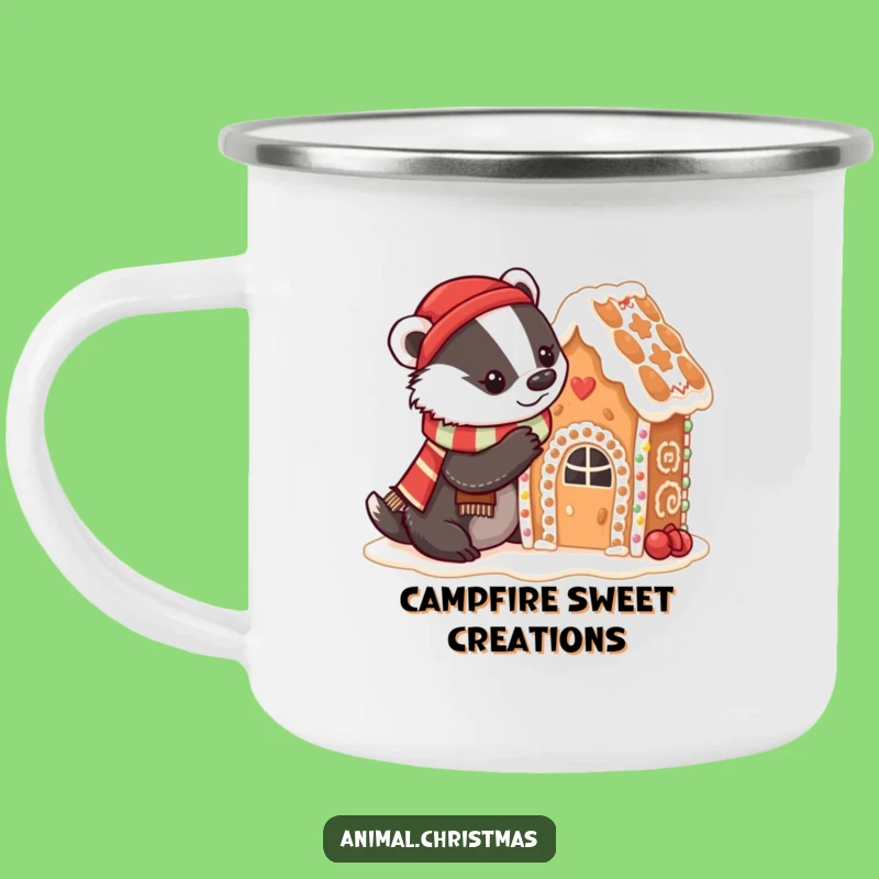 Funny Badger Baking Camping Mug: Gingerbread House Decor, Outdoor Kitchen Gift