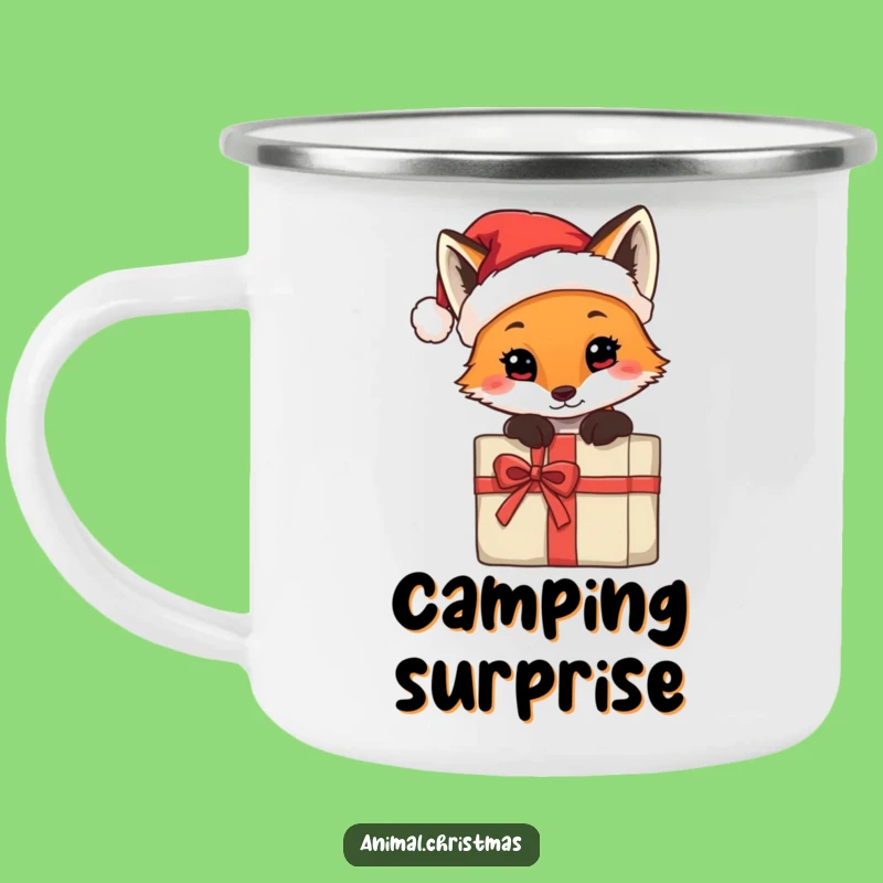 Funny Fox Santa Hat Camping Mug - Outdoor Holiday Gift