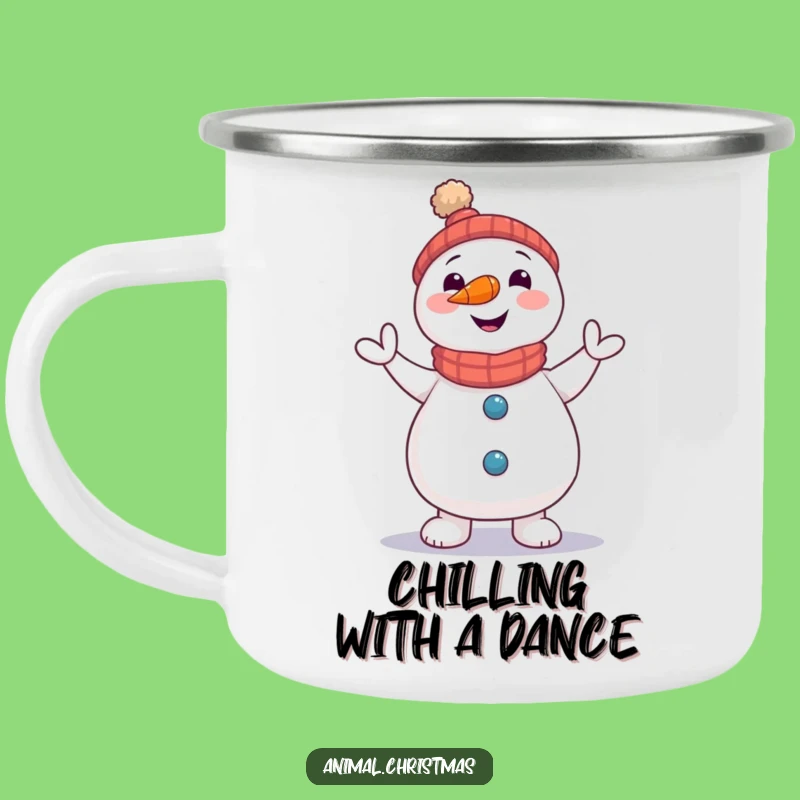 Funny Snowman Camping Mug - Carrot Nose Jigging Adventure
