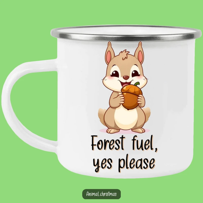 Funny Squirrel Acorn Enamel Camping Mug - Rustic & Hilarious Outdoor Gift