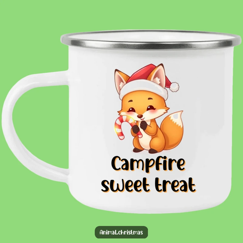 Funny Fox Santa Camping Mug: Outdoor Holiday Glow, Hilarious Candy Cane, Perfect Gift