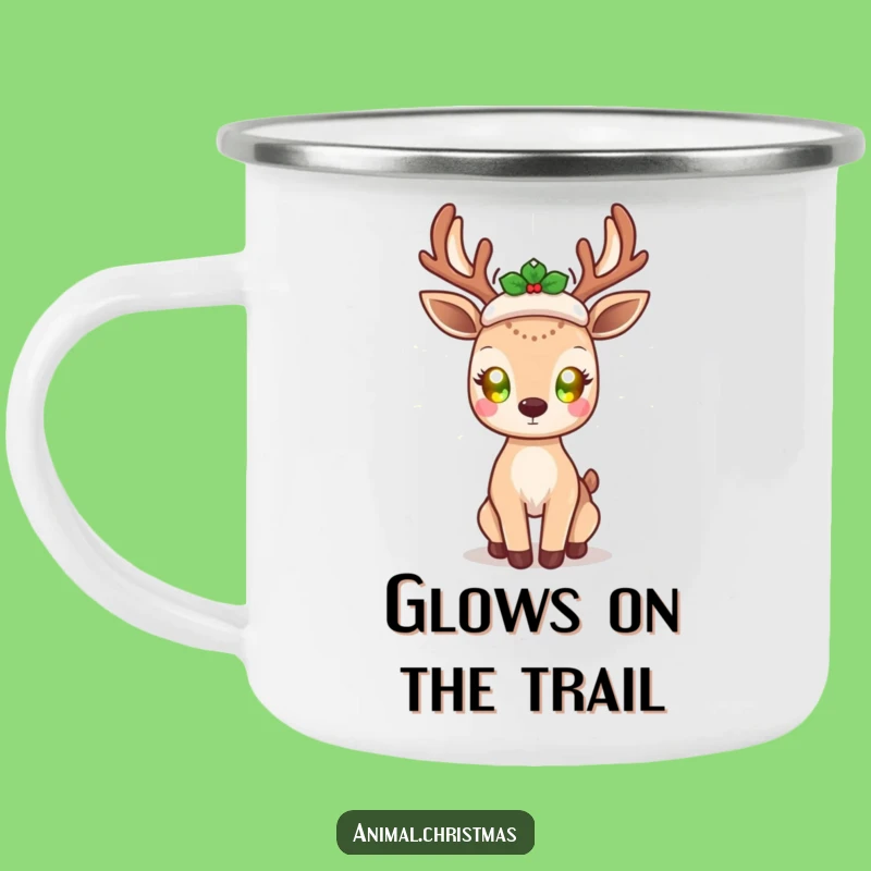 Funny Kawaii Deer Camping Mug: Glowing Eyes - Outdoor Funny Gift