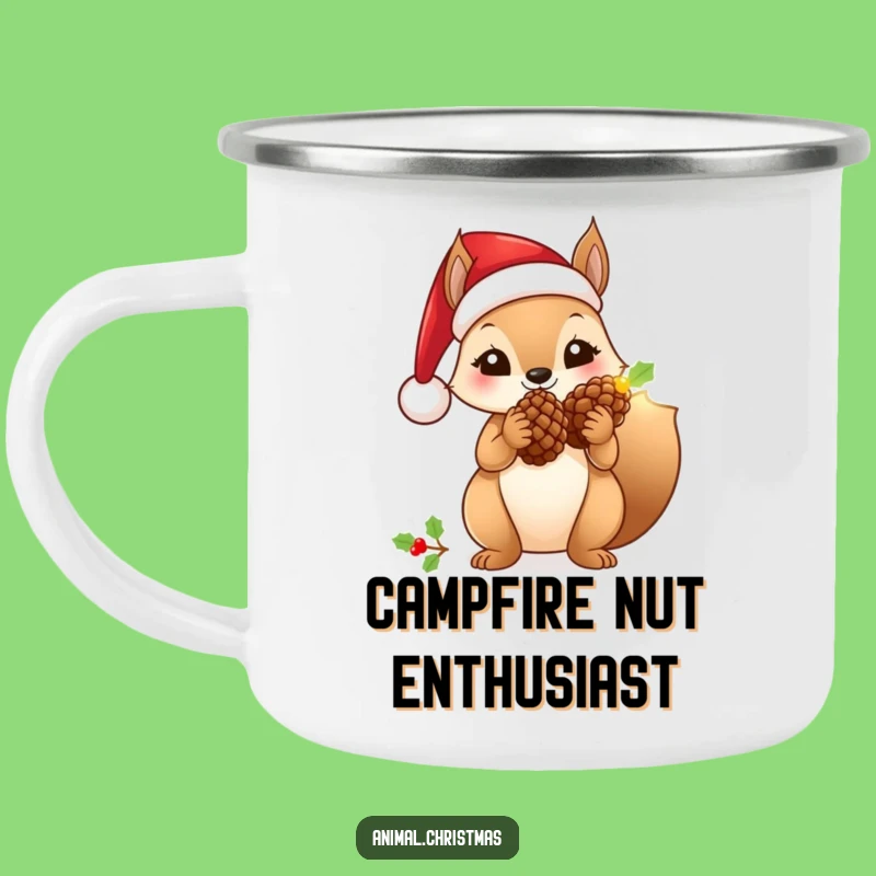 Funny Santa Squirrel Camping Mug: Festive Sips with a Glowing Pinecone Buddy