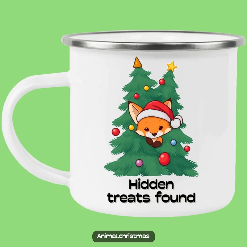 Funny Fox Camping Mug - Santa Hat Christmas Peek Adventure