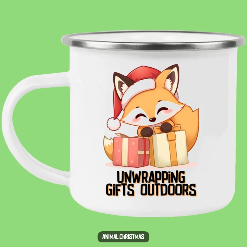 Funny Fox Santa Camping Mug - Outdoor Christmas Gift Opening Adventure Humor