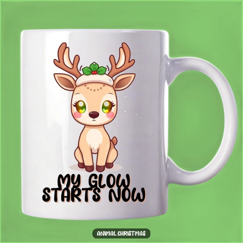 Funny Kawaii Deer Mug: Glowing Eyes, Holiday Cheer - Magical Funny Gift