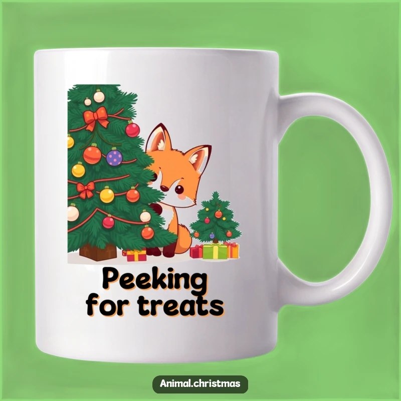 Funny Kawaii Fox Christmas Mug: Hilarious Peek-a-Boo Surprise Gift Idea