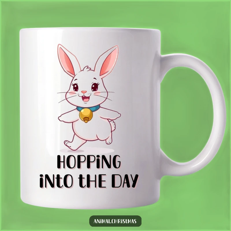 Funny Rabbit Jingle Bell Mug: Hop into Fun with this Merry Hopping Gift