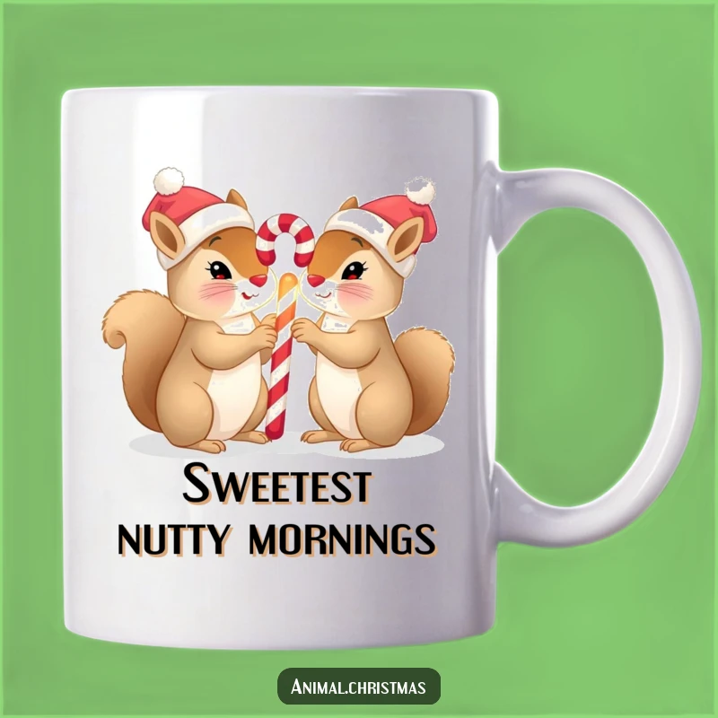 Funny Squirrel Christmas Mug: Adorable Hats & Candy Cane, Perfect Festive Gift