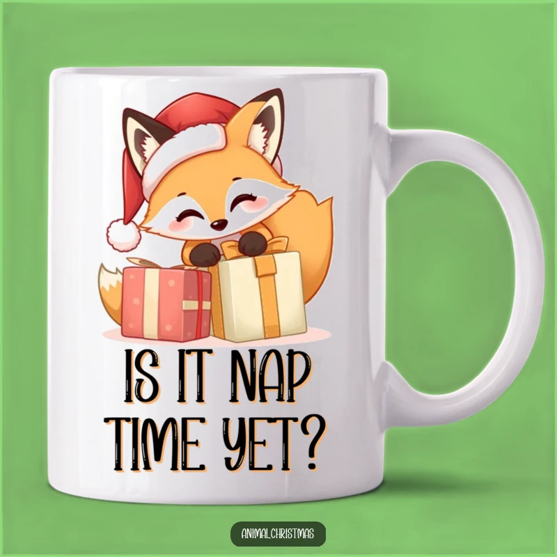 Funny Fox Santa Gift Mug - Adorable Christmas Present Opening Humor Gift