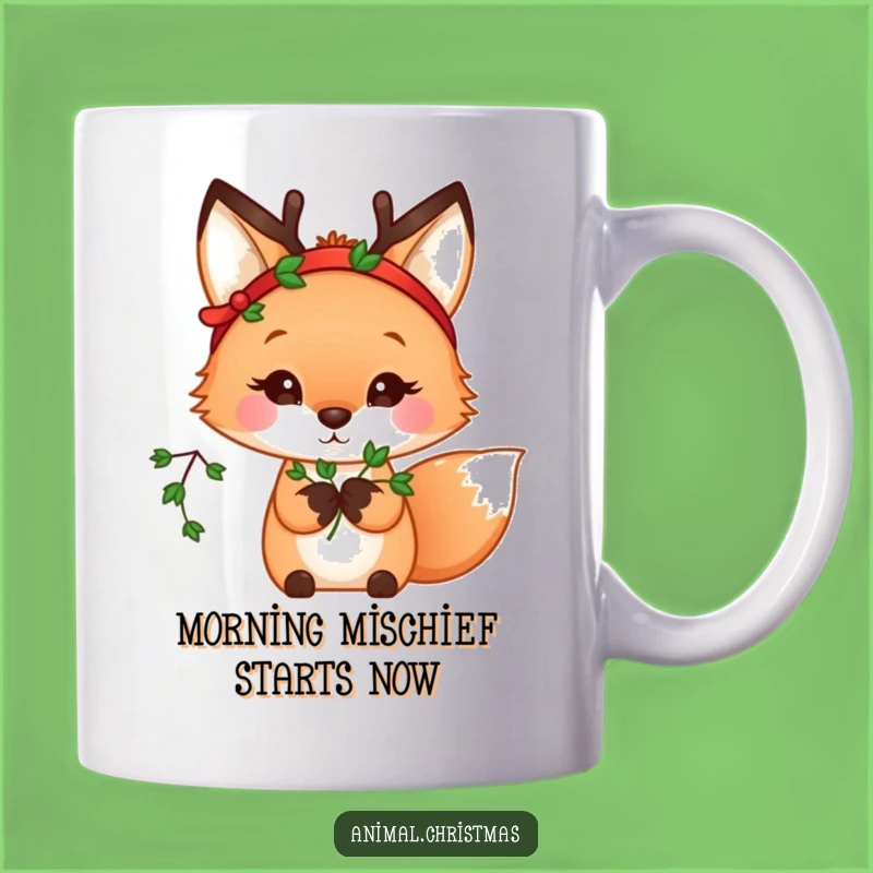 Funny Kawaii Fox Mistletoe Mug: A Cheeky Holiday Gift for Smiles