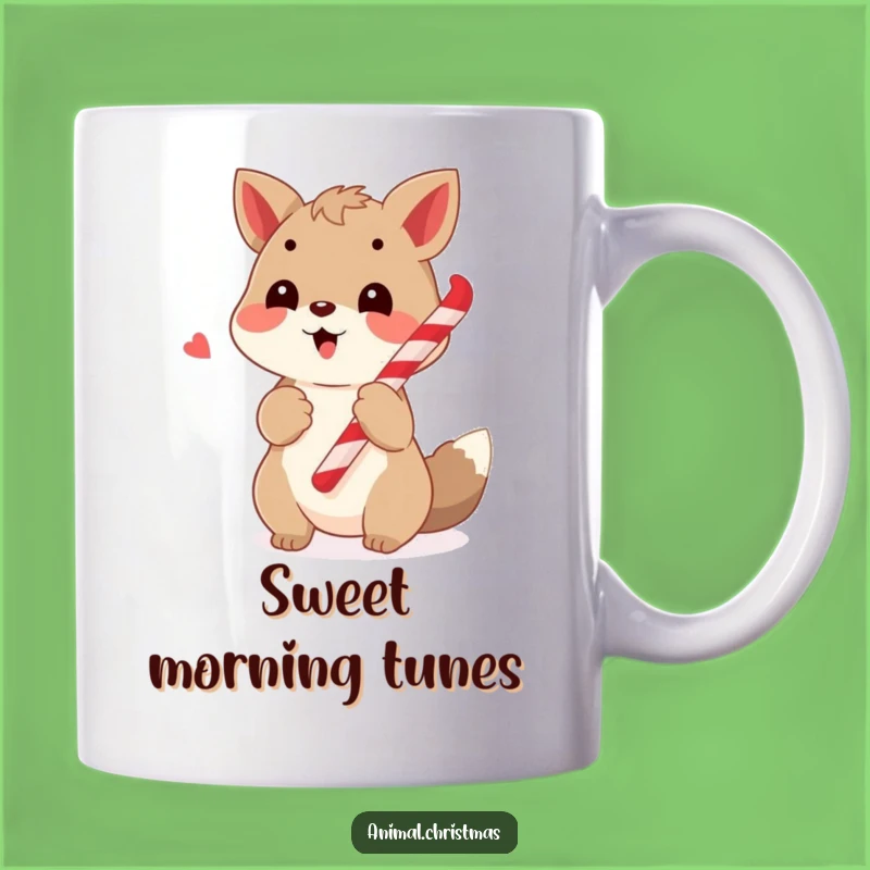 Funny Caroling Animal Candy Cane Mug, Perfect Musical Holiday Gift