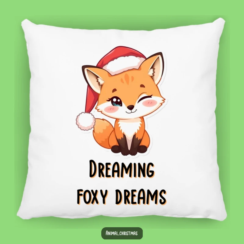 Funny Pillow Sly Fox Santa Hat Holiday Decor