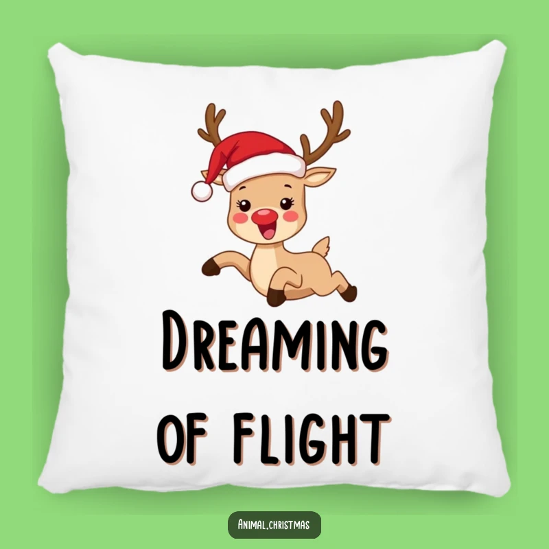 Funny Reindeer Santa Hat Pillow - Cozy Comic Christmas Decor Gift
