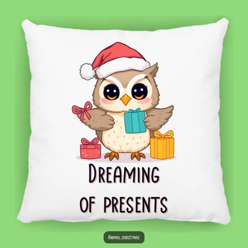 Funny Pillow Cute Owl Santa Decorative Accent