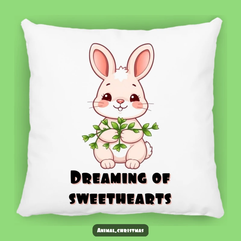 Funny Kawaii Bunny Pillow: Mistletoe Kiss - Cozy Funny Gift