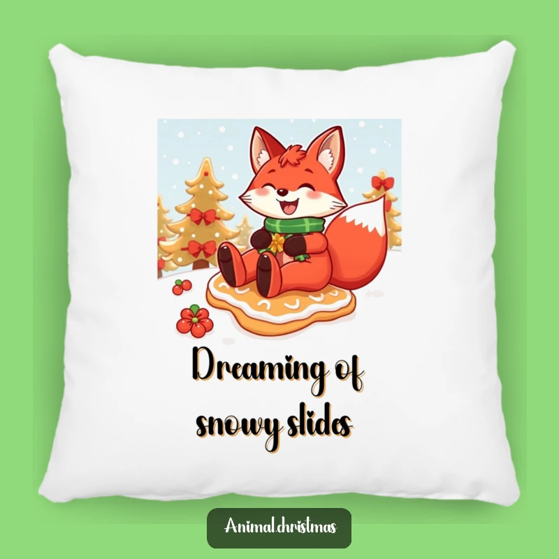 Funny Fox Gingerbread Pillow - Cozy Winter Accent Decor