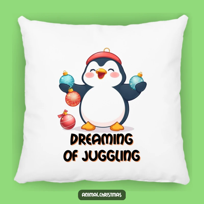 Funny Penguin Juggling Pillow - Cozy Christmas Accent Decor