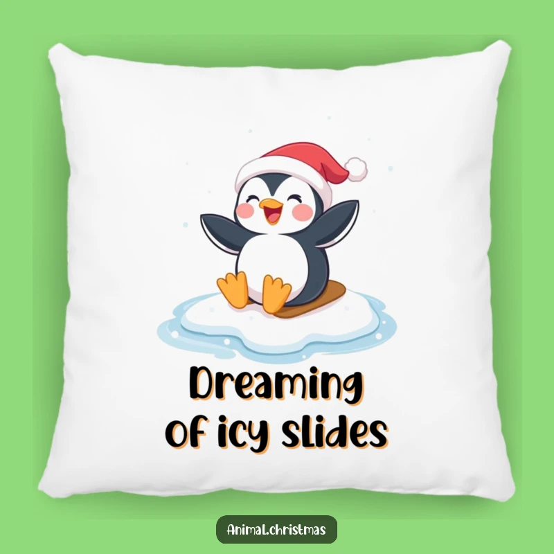 Funny Penguin Pillow - Santa Hat Ice Slider Comfort