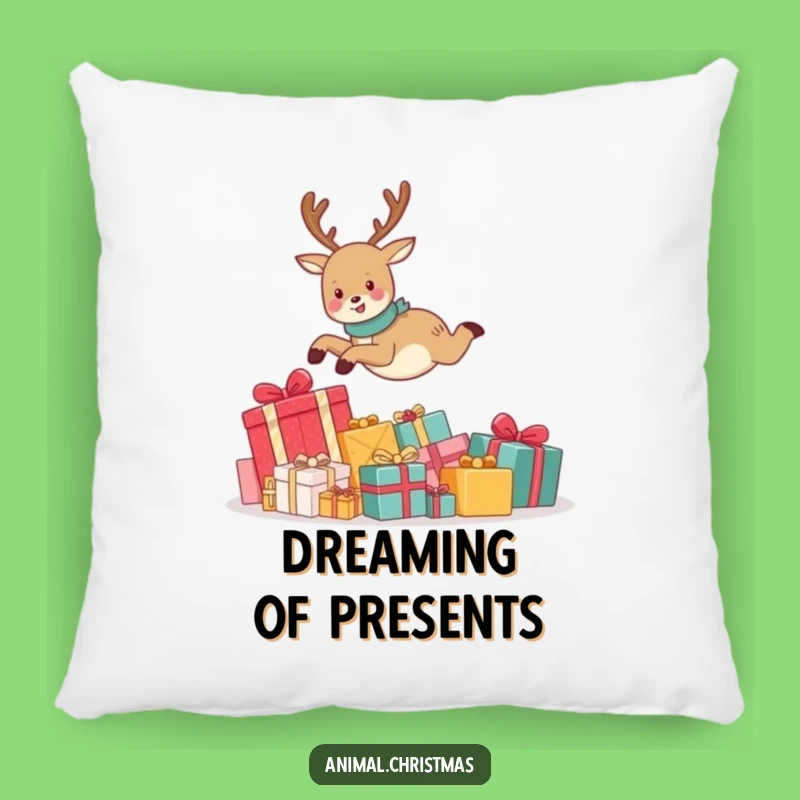 Funny Reindeer Pillow: Cozy Christmas Cushion with Hilarious Leaping Design, Perfect Gift