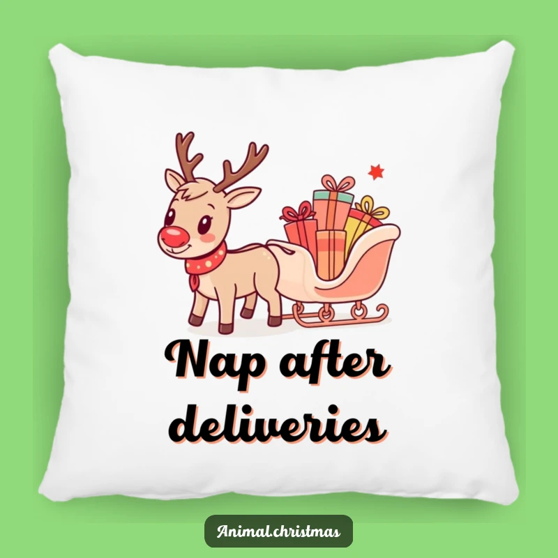 Funny Reindeer Sleigh Pillow: Cozy Christmas Comfort with a Humorous, Festive Touch