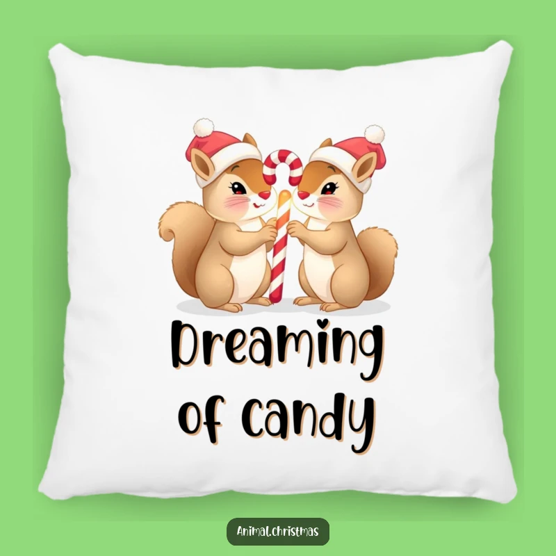 Funny Squirrel Christmas Pillow: Cozy Hats & Candy Cane, Comfy Holiday Gift