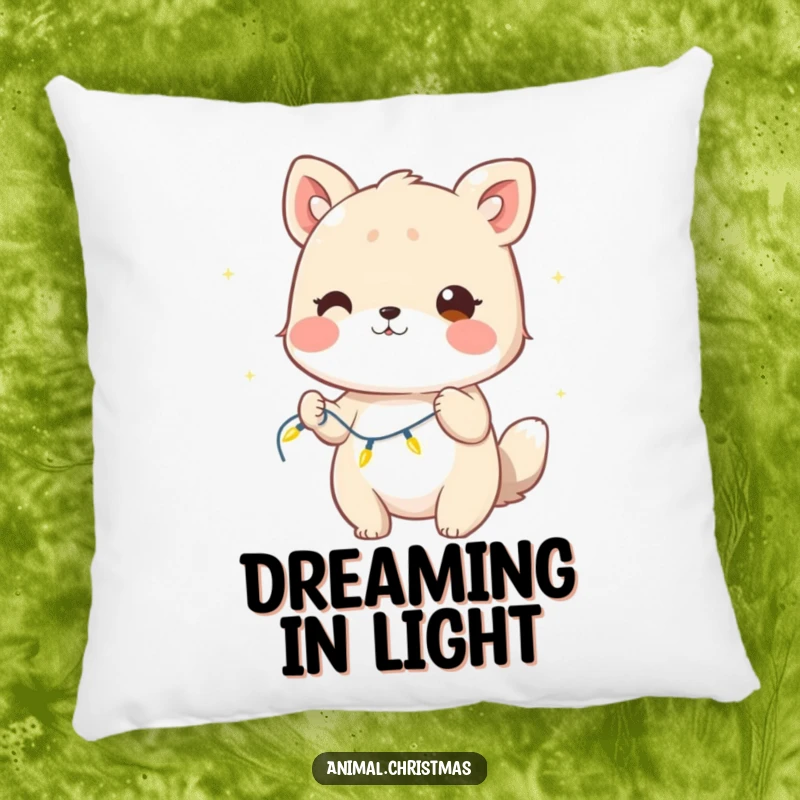 Funny Pillow: A winking animal holding a string of twinkling lights brings a playful and festive touch to this cozy pillow.