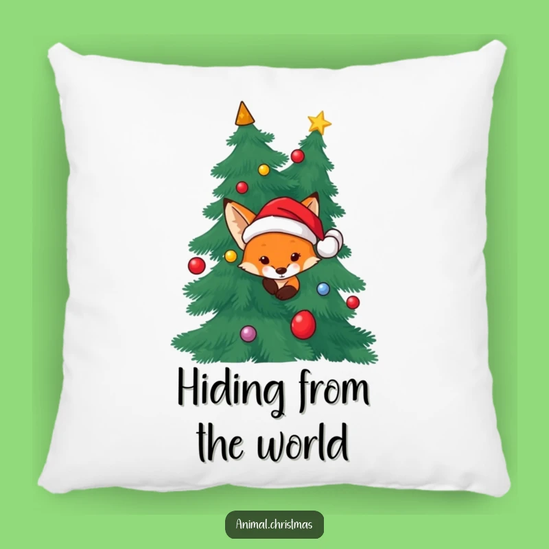 Funny Fox Pillow - Santa Hat Christmas Peek Comfort