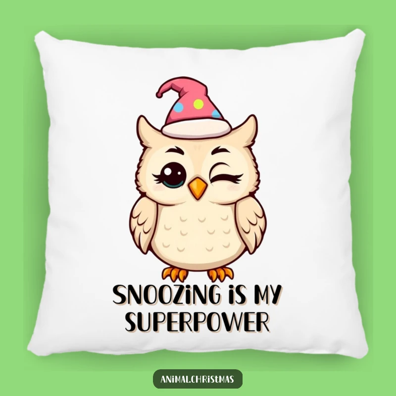 Funny Kawaii Owl Festive Hat Pillow: Cuddle Up with Comedic Charm