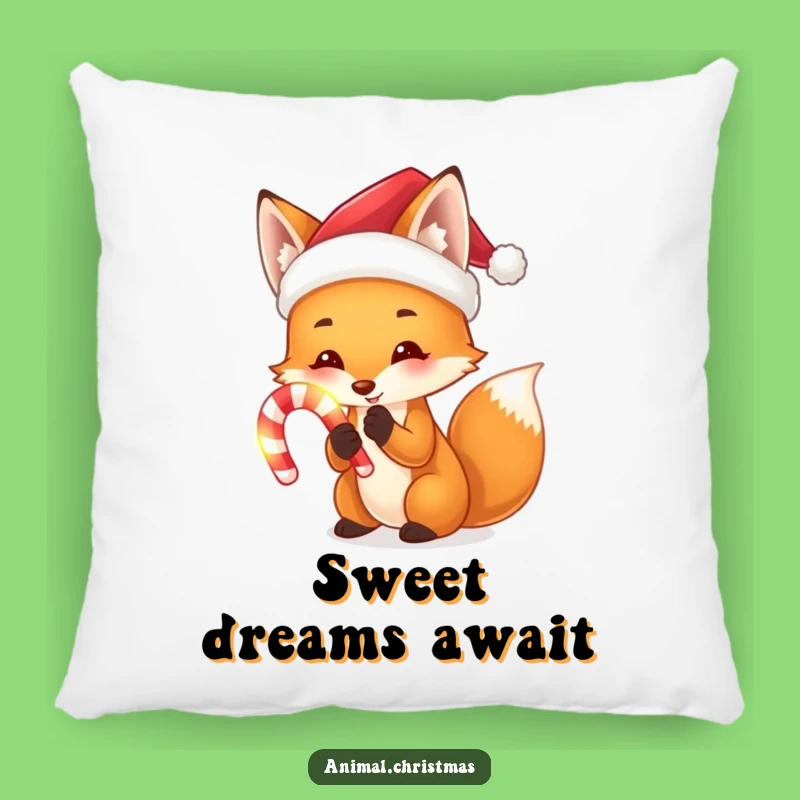 Funny Fox Santa Pillow: Cozy Festive Comfort, Hilarious Glowing Candy Cane Design, Perfect Gift