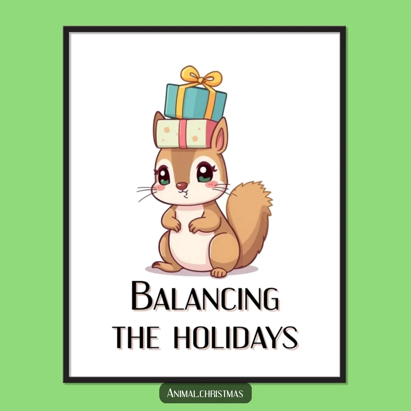 Funny Squirrel Presents Digital Art - Instant Holiday Wall Decor