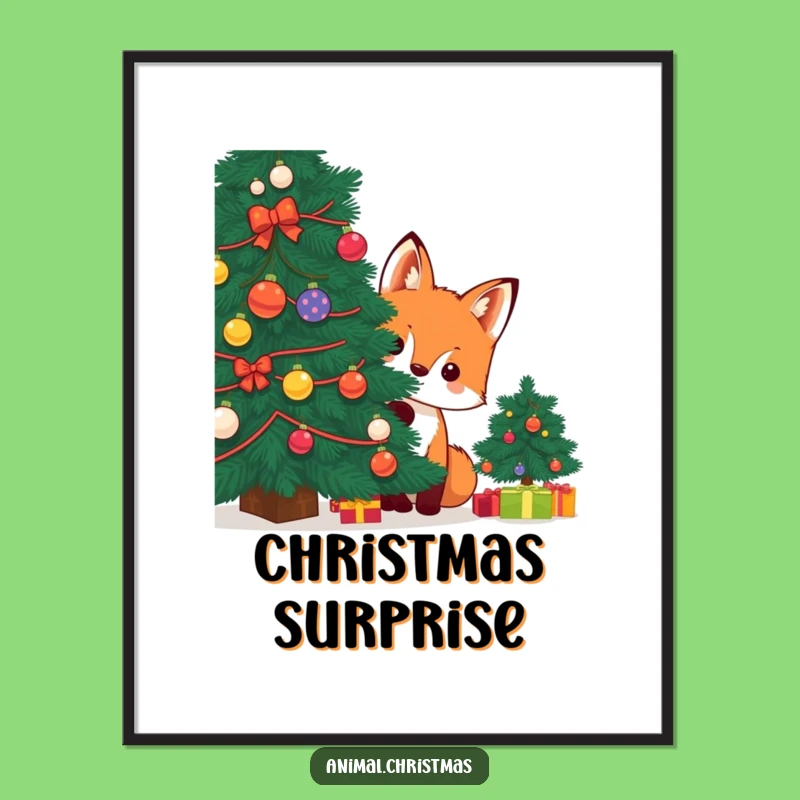 Funny Kawaii Fox Christmas Digital Art: Hilarious Holiday Decor Download