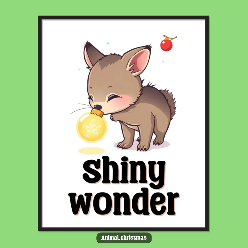 Funny Curious Animal Ornament Digital Art, Instant Holiday Wonder