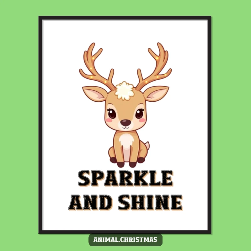 Funny Deer Lights Digital Art Print: Instant Twinkling Decor for Magical Walls